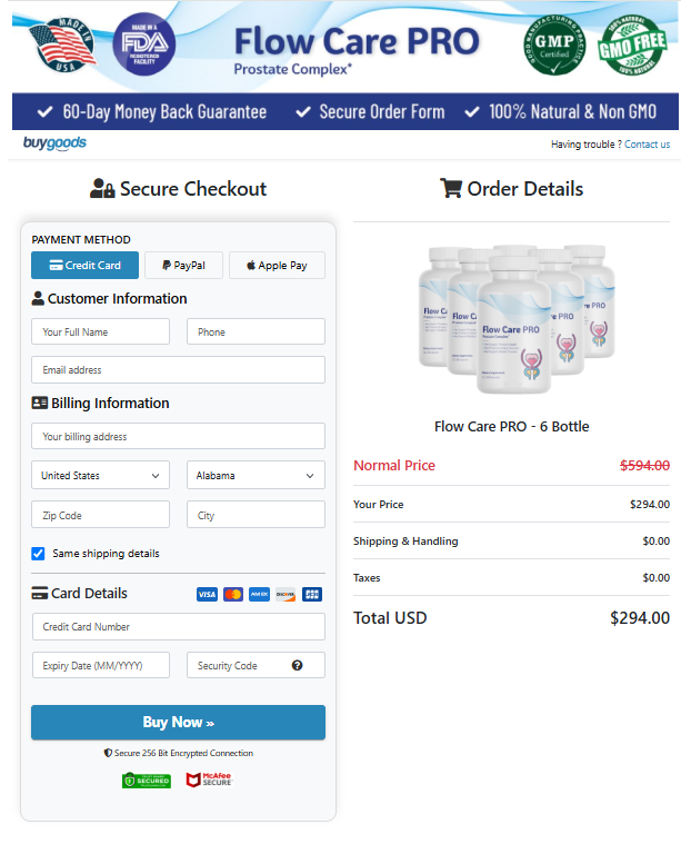 FlowCare Pro order page